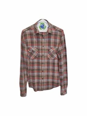 Vintage 90s Mad Man Plaid Cotton Gauze Button Up Shirt Mens Size Medium